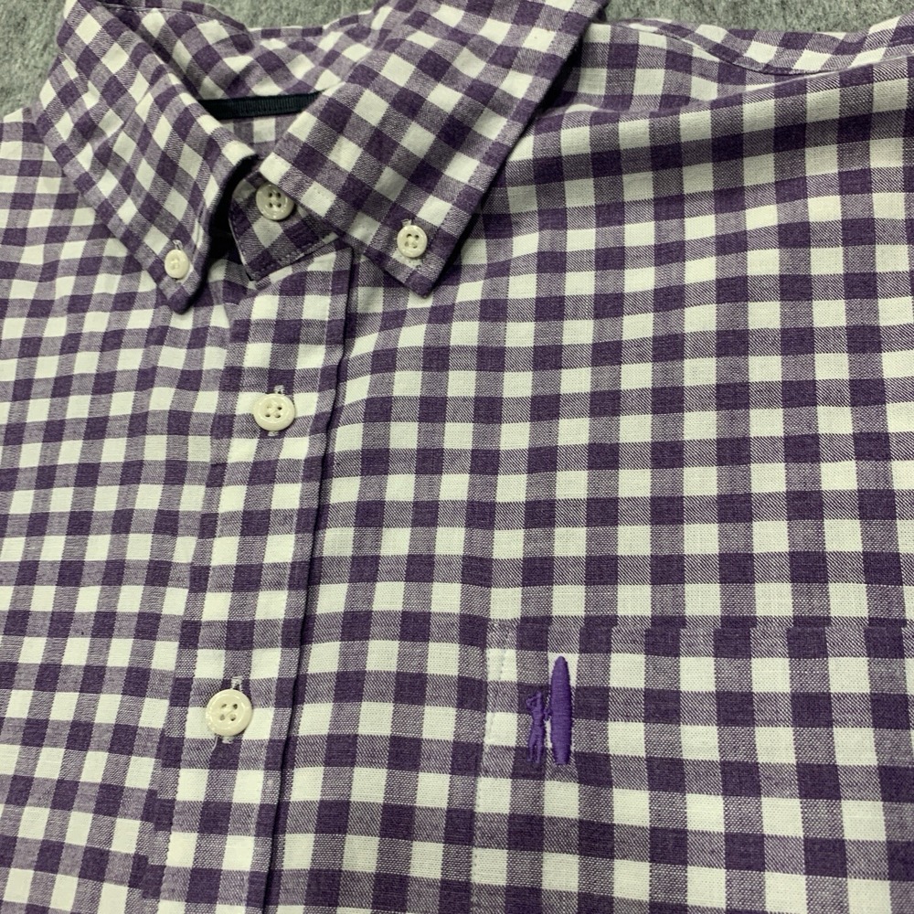 Johnnie O Men's Hangin' Out Purple White Check Button Down Shirt - Size L - Picture 4 of 15
